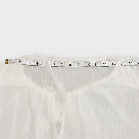 Va Vite Lindsey Tunic White Cotton Embroidered Top Sz 44 (16) Lightweight Sheer - Picture 13 of 14